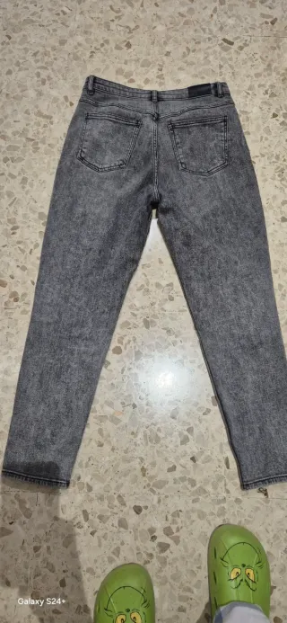 Pantalón vaquero gris mujer Mango