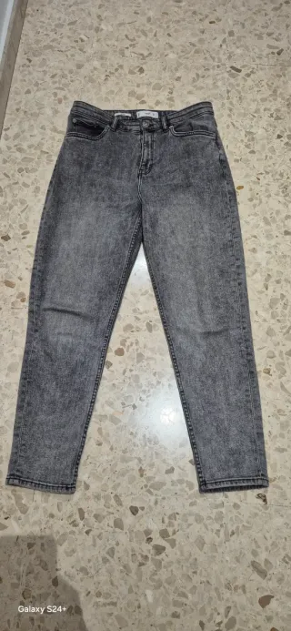 Pantalón vaquero gris mujer Mango