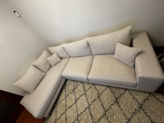 Sofá chaiselongue beige tela