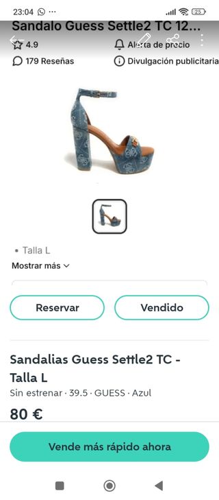 Sandalias Guess Tacon Plataforma Talla 39