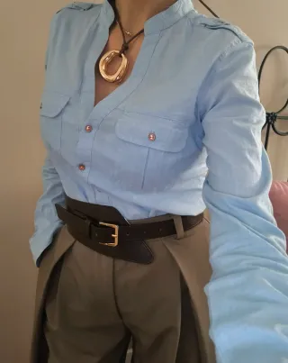 Camisa azul manga larga