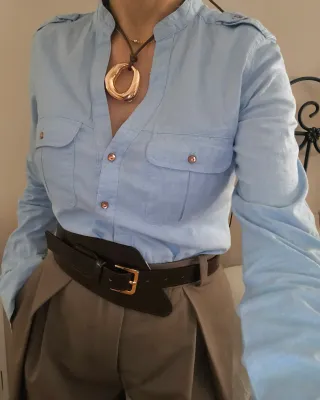 Camisa azul manga larga