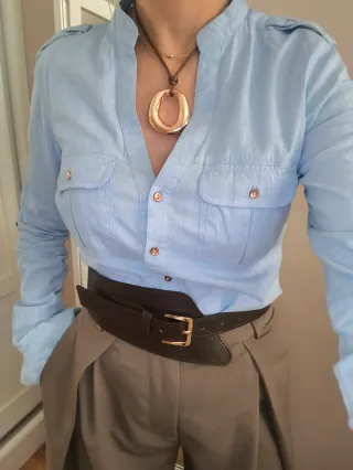 Camisa azul manga larga