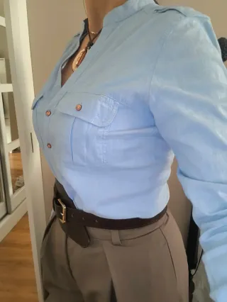 Camisa azul manga larga