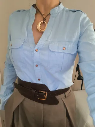 Camisa azul manga larga