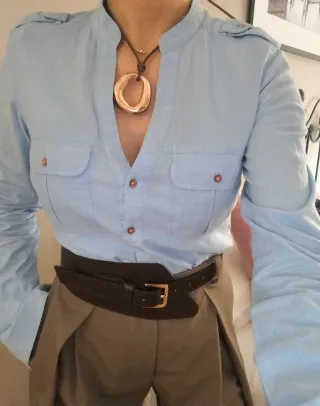 Camisa azul manga larga