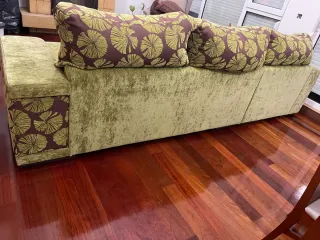 Sofá modular verde de terciopelo