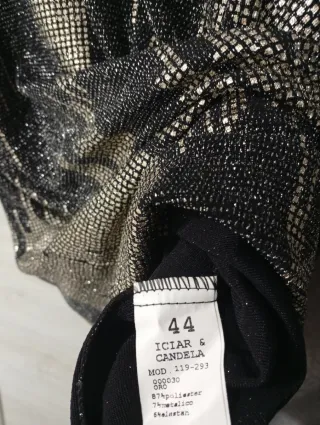 Vestido fiesta negro y dorado