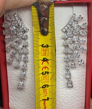 Pendientes largos con cristales, estilo fiesta