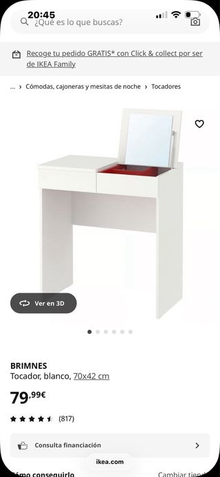 Tocador blanco Ikea con espejo