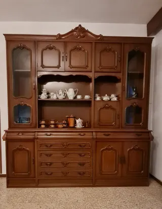 Mueble de salón antiguo madera y cristal SEVILLA