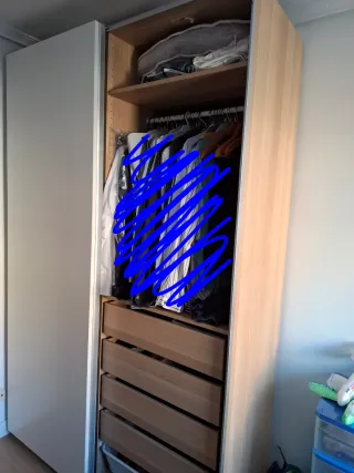 Armario blanco y madera PAX 150cms