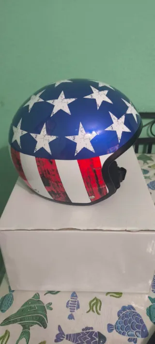 Casco Moto LS2  Raw Blue/Red/White talla M