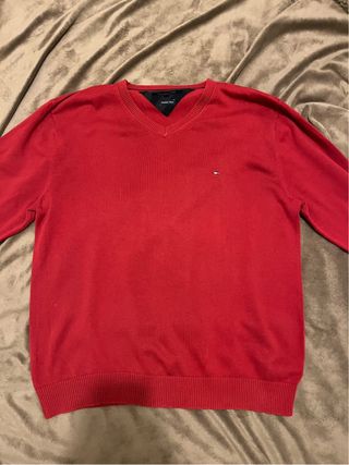 Jersey Tommy Hilfiger Rojo Cuello Pico