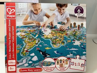 Puzzle Hape Mondo 105 pezzi + accessori