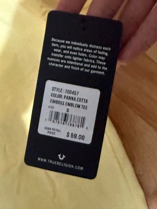 Camiseta True Religion Amarilla Logo Plata