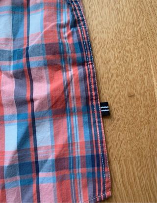 Camisa Nautica cuadros naranja y azul