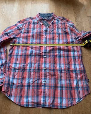 Camisa Nautica cuadros naranja y azul