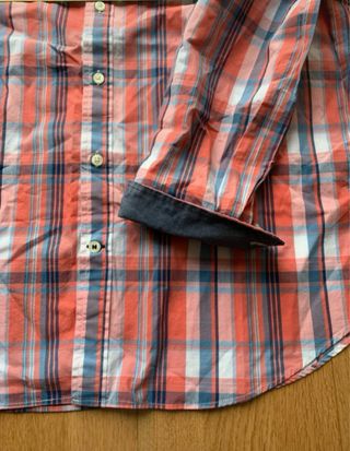 Camisa Nautica cuadros naranja y azul