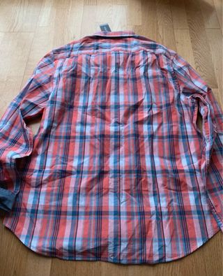 Camisa Nautica cuadros naranja y azul