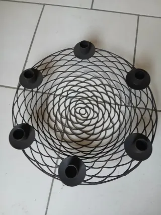 Portacandele in metallo nero centro tavola