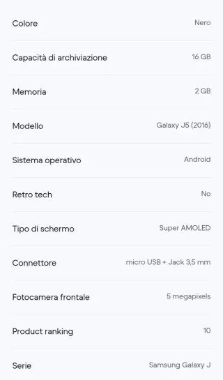Samsung Galaxy J5 (2016) 16GB Nero