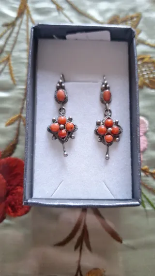 Pendientes Coral Plata Vintage