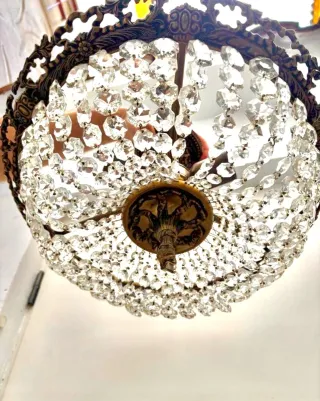 Lámpara lágrimas cristal dorada