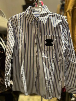 Camisa Rayas Azul y Blanco Chanel