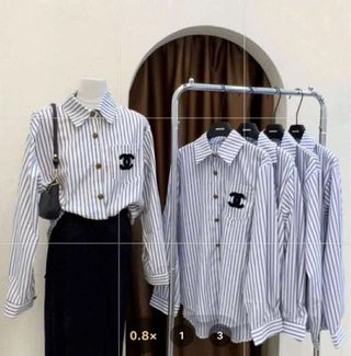 Camisa Rayas Azul y Blanco Chanel