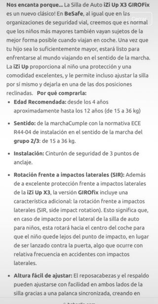 Silla Auto BeSafe iZi Up X3 Fix Girofix