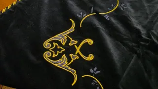 Copritavolo velluto pregiato blu e oro