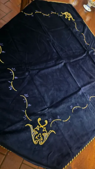 Copritavolo velluto pregiato blu e oro