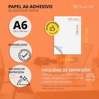 OFITURIA - Etiqueta Adhesiva Blanca (A4) Papel de