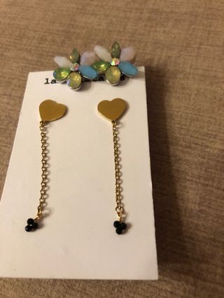 2 pares de pendientes corazón dorado