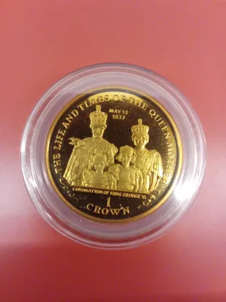 Moneda Coronación Rey Jorge VI 1 Crown