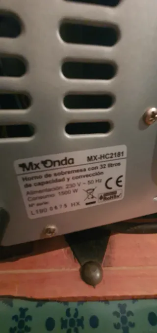 Horno eléctrico Mx Onda