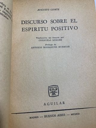 Discurso sobre el Espíritu Positivo. 16x12cm.
