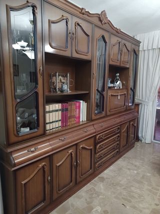 Mueble Librería Salón Madera Cristal