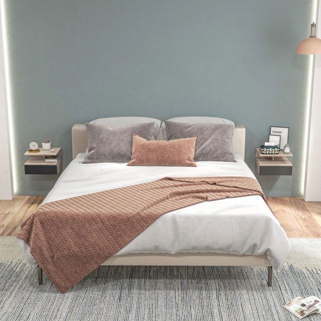 Juego 2 Mesitas Noche Flotantes