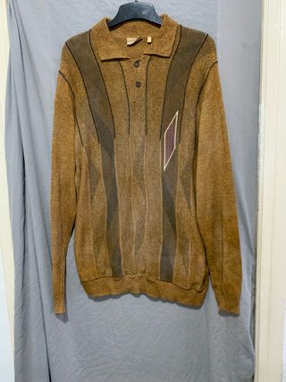 Maglione uomo in maglia beige e marrone