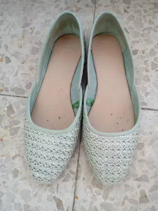 Bailarinas usadas verdes tejidas, talla 38