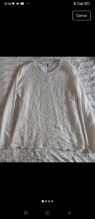 Camiseta blanca encaje manga larga
