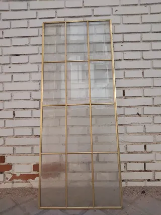 Vidriera antigua dorada 12 cristales vintage retro