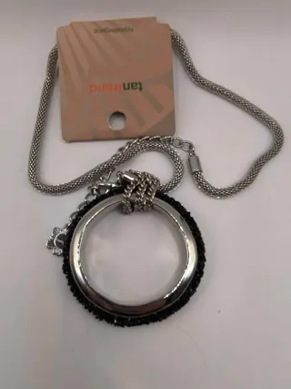 Collar Tan Trend Aro Negro y Plateado