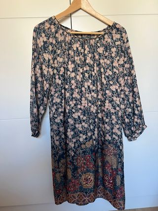 Vestido seda estampado flores T.38