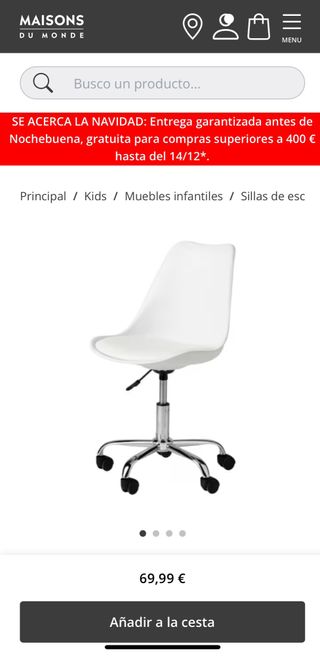 Silla giratoria Maison du Monde blanca