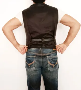 Chaleco cuero auténtico motero vaquero M. Medidas