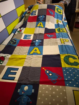 Funda nórdica infantil robots y cohetes