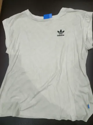Camiseta Adidas Mujer Blanca con topos amarillos